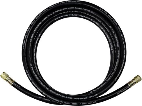 2026 ترقية 15712 3/8 "HVAC خرطوم مكنسة/شحن، 12 قدم، تركيبات 3/8"x3/8"، ضغط العمل: 600 رطل لكل بوصة مربعة؛ ضغط الانفجار: 3000 رطل لكل بوصة مربعة، أسود، متوافق مع معظم معدات التبريد وتكييف الهواء in Kuwait