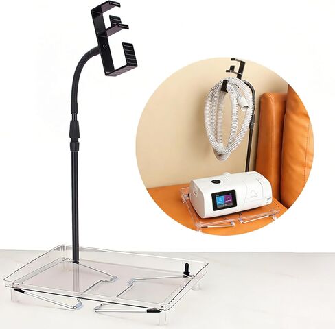 حامل خرطوم CPAP ومنظم بجانب السرير - حامل CPAP خالٍ من التلف على الحائط مع خطاف قابل للسحب وصينية واقية، شماعة لقناع/أنابيب CPAP، تخزين لملحقات CPAP، يحافظ على نظافة جانب السرير in Kuwait