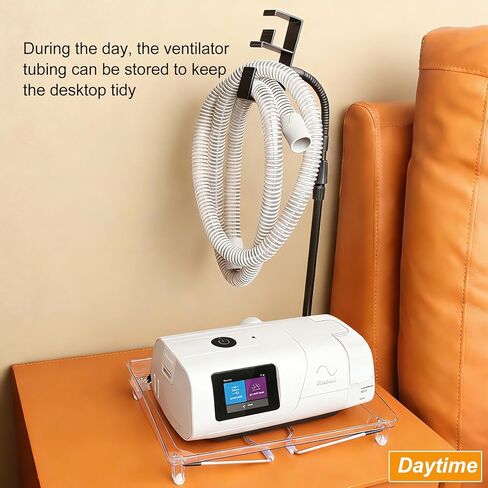 حامل خرطوم CPAP ومنظم بجانب السرير - حامل CPAP خالٍ من التلف على الحائط مع خطاف قابل للسحب وصينية واقية، شماعة لقناع/أنابيب CPAP، تخزين لملحقات CPAP، يحافظ على نظافة جانب السرير in Kuwait