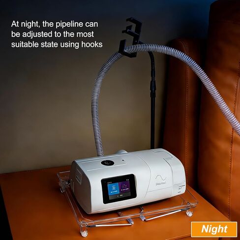 حامل خرطوم CPAP ومنظم بجانب السرير - حامل CPAP خالٍ من التلف على الحائط مع خطاف قابل للسحب وصينية واقية، شماعة لقناع/أنابيب CPAP، تخزين لملحقات CPAP، يحافظ على نظافة جانب السرير in Kuwait