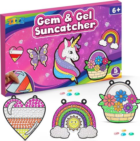 ZIZZ Window Art Suncatcher Kits for Kids, 4PCS Fun Gem Painting Diamond Art Crafts Kits for Boys Girls Crafts Gift for Kids Birthdays Christmas Ages 6+ in Kuwait