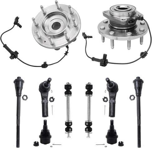 Detroit Axle - 4WD Front Wheel Hub Bearings Tie Rods Sway Bars Suspension Kit Replacement for Chevrolet Sierra Silverado 2500 HD 3500 HD - 10pc Set in Saudi Arabia