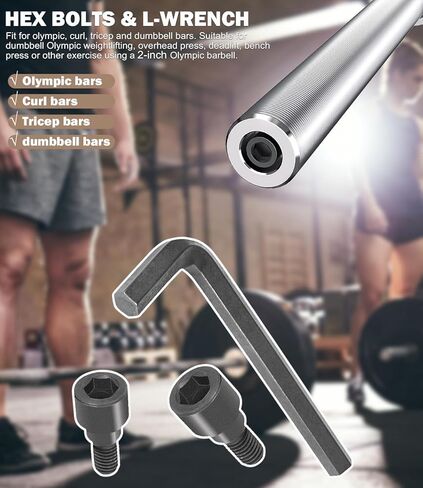 Bars Hex Bolts & 12mm Hex Allen L-Wrench Tool Perfect for Olympic Bars, Curl Bars, Tricep Bars, Dumbbell Bars in Saudi Arabia