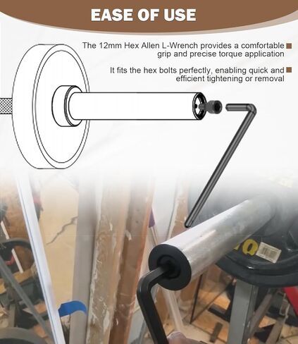 Bars Hex Bolts & 12mm Hex Allen L-Wrench Tool Perfect for Olympic Bars, Curl Bars, Tricep Bars, Dumbbell Bars in Saudi Arabia