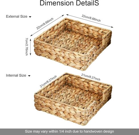 Handwoven Wicker Storage Basket 5-Piece Set - 8.5×8.5×2.5 Inches Woven Basket for Pantry Shelves, Kitchen Closet & Bedroom Storage Essentials in Saudi Arabia