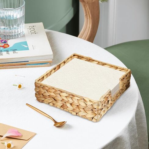 Handwoven Wicker Storage Basket 5-Piece Set - 8.5×8.5×2.5 Inches Woven Basket for Pantry Shelves, Kitchen Closet & Bedroom Storage Essentials in Saudi Arabia