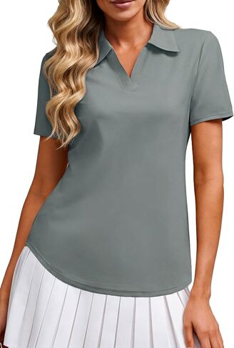 Alaroo Women's Golf Polo Shirts Short Sleeve Collared V Neck Tennis Golf Shirt Casual UPF 50+ Athletic Workout Tops in Kuwait