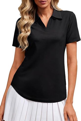Alaroo Women's Golf Polo Shirts Short Sleeve Collared V Neck Tennis Golf Shirt Casual UPF 50+ Athletic Workout Tops in Saudi Arabia