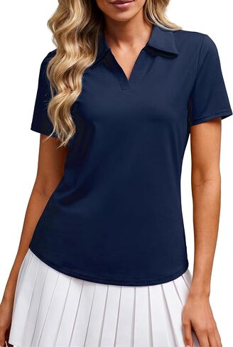 Alaroo Women's Golf Polo Shirts Short Sleeve Collared V Neck Tennis Golf Shirt Casual UPF 50+ Athletic Workout Tops in Saudi Arabia