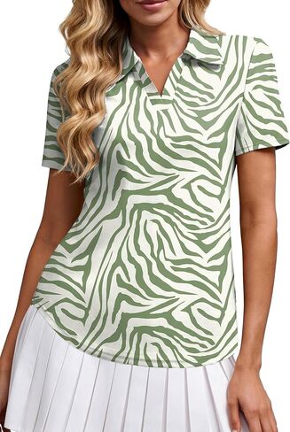 Alaroo Women's Golf Polo Shirts Short Sleeve Collared V Neck Tennis Golf Shirt Casual UPF 50+ Athletic Workout Tops in Saudi Arabia