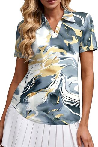Alaroo Women's Golf Polo Shirts Short Sleeve Collared V Neck Tennis Golf Shirt Casual UPF 50+ Athletic Workout Tops in Saudi Arabia