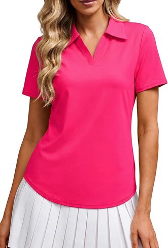Alaroo Women's Golf Polo Shirts Short Sleeve Collared V Neck Tennis Golf Shirt Casual UPF 50+ Athletic Workout Tops in Saudi Arabia