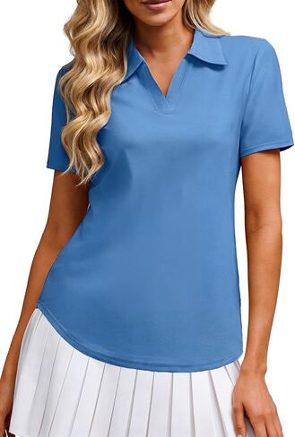 Alaroo Women's Golf Polo Shirts Short Sleeve Collared V Neck Tennis Golf Shirt Casual UPF 50+ Athletic Workout Tops in Saudi Arabia
