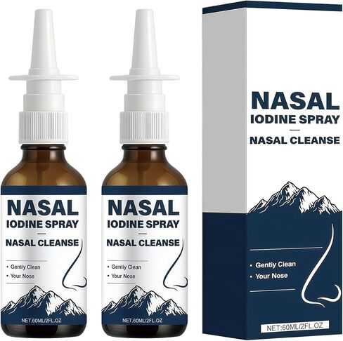 2Pcs Iodine Nasal Spray,Daily Nasal Cleanse & Care Mist,Fine Mist Non-Medicated Nasal Spray for Dry Air,Daily Use and Travel,Cleanses & Refreshes Your Nasal Passages,120ML in Saudi Arabia