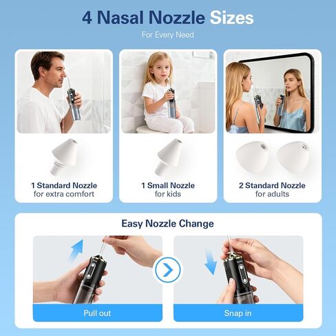 Electric Neti Pot Sinus Rinse, Cordless Nasal Irrigation System with 60 Saline Packets， Foldable Nasal Rinse Bottle Machine for Snoring Remedy Relief IPX7 Waterproof in Saudi Arabia