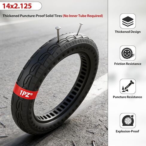 1PZ AHT-H4S Bicycle Solid Tire 14x2.125 Rubber Honeycomb Tubeless Tire 14 Inch Explosion-Proof Anti-Puncture Solid Tires for Electric Bike in Saudi Arabia