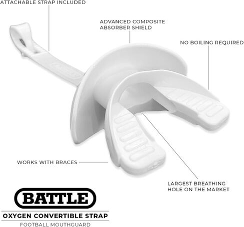 Battle Sports Oxygen Football Mouthguard, Stencil Camo, No Boiling Required, Braces Compatible (Grey Camo) in Saudi Arabia