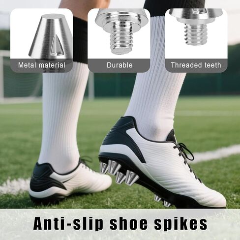 12pcs Football Boot Studs, 11mm/0.43in & 8mm/0.31in Metal Soccer Cleats Spikes with Nail Remover Screw-in Rugby Spikes for Firm Surfaces Outdoor Athletic Training in Saudi Arabia