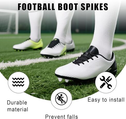 12pcs Football Boot Studs, 11mm/0.43in & 8mm/0.31in Metal Soccer Cleats Spikes with Nail Remover Screw-in Rugby Spikes for Firm Surfaces Outdoor Athletic Training in Saudi Arabia