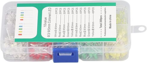 aqxreight 300PCS LED Light Emitting Diode 5 Colors 3mm 5mm Heat LED Circuit Assorted Kit for Industry in Saudi Arabia