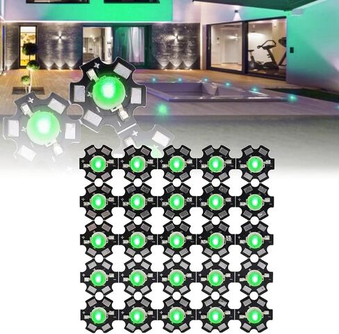 xuuyuu 25 Pcs LED Chips, 3W High Power LED Lamp Beads Emitter Diode Chips for DIY Lighting Fixtures(Green) in Saudi Arabia