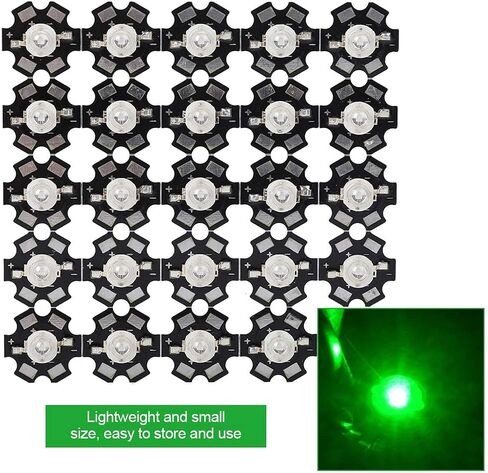 xuuyuu 25 Pcs LED Chips, 3W High Power LED Lamp Beads Emitter Diode Chips for DIY Lighting Fixtures(Green) in Saudi Arabia