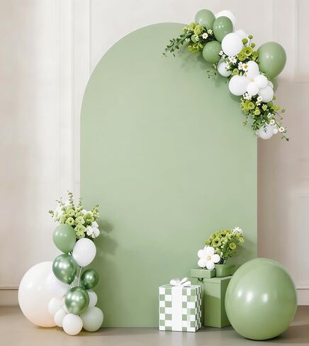 7.2 FT Sage Green Arch Backdrop Cover Spandex Fitted Arched Backdrops Stand Covers for Wedding Reception Birthday Party Baby Shower Arch Backdrop Decor in Saudi Arabia