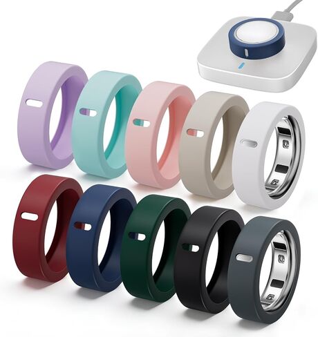 مجموعة من 10 أغطية حلقية من السيليكون من CoBak متوافقة مع Oura Ring Gen 4/4 سيراميك، Gen 3 Horizon/Heritage | واقي مرن مضاد للخدش، يدعم الشحن مع غطاء، مقاس M لـ 10/11/12/13/14/15 in Saudi Arabia