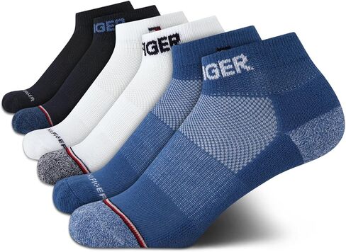 Tommy Hilfiger Girls Athletic Socks - 6 Pack Performance Cushion Quarter Cut Socks - Breathable Ankle Socks for Girls (S-L) in Kuwait
