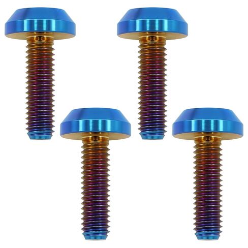 4 قطع من مسامير التيتانيوم M6X20mm، تصميم خفيف الوزن | مثالية للبيئات الرطبة/المالحة، مسامير سداسية M6 لفرجار فرامل الدراجات النارية (ملونة) in Kuwait