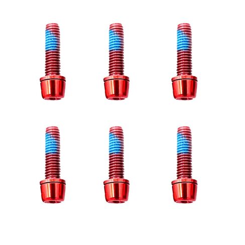 6PCS Screw Internal Hex (M5 x 18mm Red), Tapered Head Bolt with Washer for Bicycle Screws with Washers for Bicycle Stem/Fork/Handlebar Assembly in Kuwait