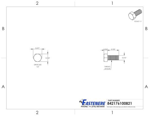 5/16-24 x 3/4" Hex Head Cap Screw Bolts, Stainless Steel 18-8, Full Thread, Plain Finish, Flat Point, Quantity 100 by Fastenere in Saudi Arabia