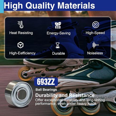 20Pcs 693ZZ Miniature Ball Bearings 3×8×4mm, High Speed Low Noise Double Shielded Deep Groove Bearings for Motors, RC, DIY, 3D Printers in Kuwait