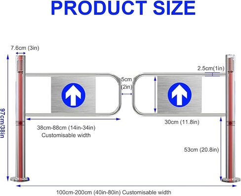 بوابة تأرجح أوتوماتيكية واسعة من الفولاذ المقاوم للصدأ، باب يدوي، بوابة تأرجح معدنية ذاتية الإغلاق - باب أمان في اتجاه واحد مع آلية إغلاق تلقائية لمحلات السوبر ماركت والمستودعات والمكتبات in Kuwait