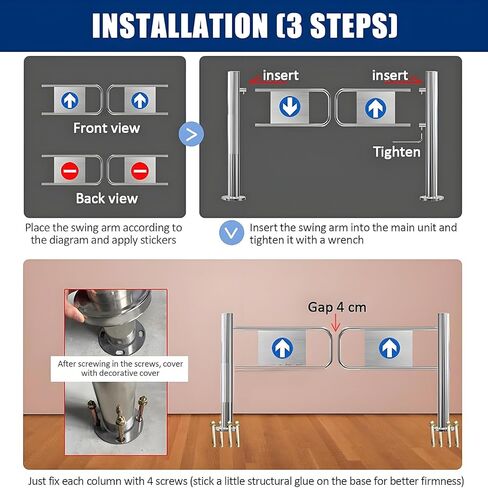 بوابة تأرجح أوتوماتيكية واسعة من الفولاذ المقاوم للصدأ، باب يدوي، بوابة تأرجح أمان للإغلاق التلقائي - باب زنبركي في اتجاه واحد لمحلات السوبر ماركت ومراكز التسوق والملاعب - متين وثابت in Kuwait
