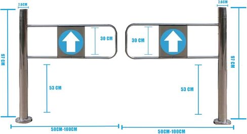 بوابة تأرجح أوتوماتيكية ذات مدخل عريض من الفولاذ المقاوم للصدأ، باب يدوي، قطعة واحدة من بوابة التأرجح الأوتوماتيكية ذاتية الإغلاق من الفولاذ المقاوم للصدأ - باب في اتجاه واحد (90 × 97 سم) لمحلات السوبر ماركت والمكتبات والمصانع in Kuwait