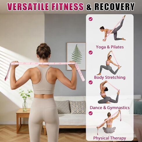 KUZARO Fitness Resistance Bands with 12 Loops, Numbered Resistance Bands for Physical Therapy, Women Stretch Strap for Home Gym, Elastic Exercise Bands for Yoga, Pilates, Leg Stretching, Dance in Saudi Arabia