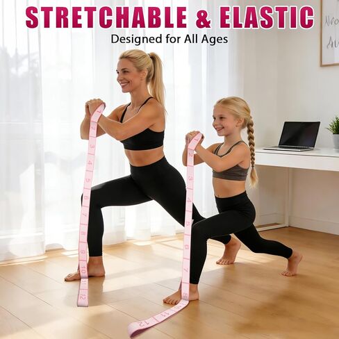 KUZARO Fitness Resistance Bands with 12 Loops, Numbered Resistance Bands for Physical Therapy, Women Stretch Strap for Home Gym, Elastic Exercise Bands for Yoga, Pilates, Leg Stretching, Dance in Saudi Arabia