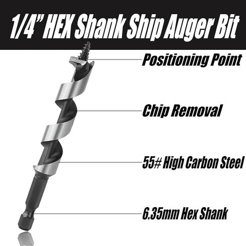 5 قطعة 5/6/8/10/12 مللي متر النجارة السفينة اوجير مجموعة لقمة مثقاب 1/4 ''عرافة التغيير السريع عرقوب HCS لمنشار ثقب الخشب الصلب الناعم in Kuwait