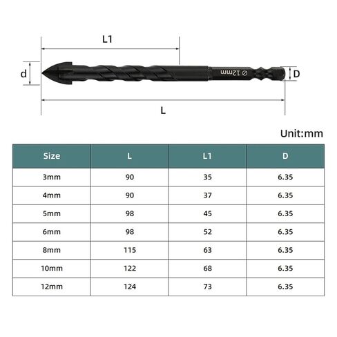 Cross Hex Drill Bit Set for Concrete Porcelain Tile Glass Metal Professional Multifunction Drill Bits Kit Tools Carbide Drills(5Pcs 5mm) in Saudi Arabia
