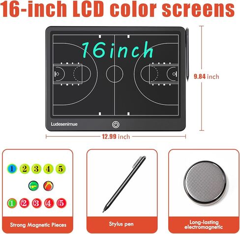 Electronic Basketball Coaching Board with Magnetic Screen - 16 inch LCD BasketballTactics Board with Stylus Pen, Basketball Coach Essentials in Kuwait