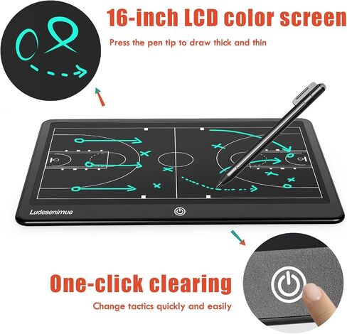 Electronic Basketball Coaching Board with Magnetic Screen - 16 inch LCD BasketballTactics Board with Stylus Pen, Basketball Coach Essentials in Kuwait