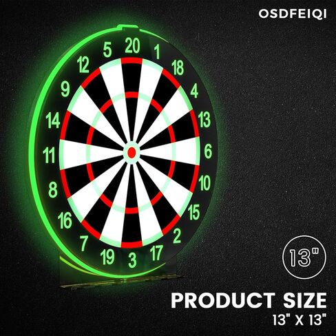 LED Light Up Dart Board with 6 Safe Suction Cup Darts, LED Dartboard with Backlight, Includes Dart Stand, Excellent Indoor Game, Party Games, Bar Games, Family Fun, Room Wall Decor in Saudi Arabia