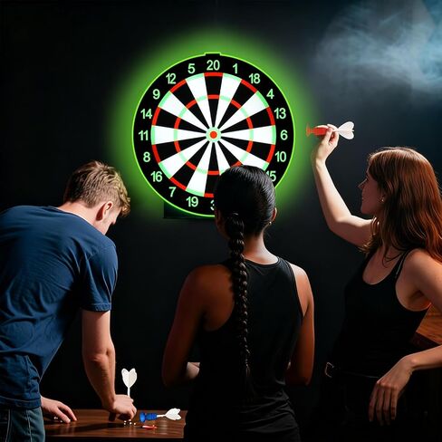 LED Light Up Dart Board with 6 Safe Suction Cup Darts, LED Dartboard with Backlight, Includes Dart Stand, Excellent Indoor Game, Party Games, Bar Games, Family Fun, Room Wall Decor in Saudi Arabia
