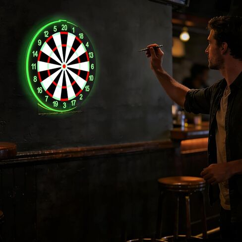LED Light Up Dart Board with 6 Safe Suction Cup Darts, LED Dartboard with Backlight, Includes Dart Stand, Excellent Indoor Game, Party Games, Bar Games, Family Fun, Room Wall Decor in Saudi Arabia