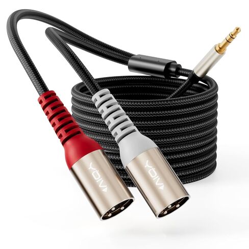 كابل VIOY 3.5 مم إلى كابل XLR مزدوج 6.6 قدم، سلك Aux ذكر غير متوازن إلى 2 ذكر XLR، كابل 1/8 بوصة إلى ميكروفون للكمبيوتر المحمول، التابلت، مشغل MP3، مسجل الصوت، مكبر الصوت، لوحة الصوت، خلاط، مكبر الصوت in Saudi Arabia