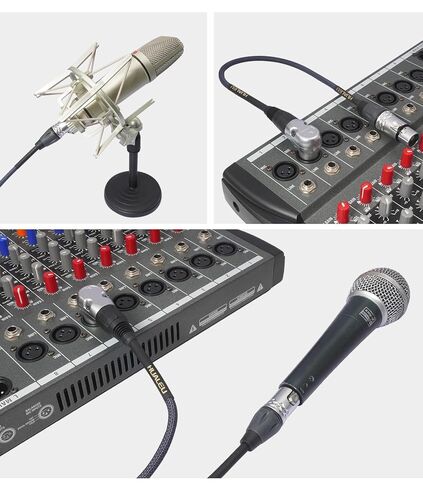 1.5 قدم الزاوية اليمنى 3Pin XLR ذكر إلى 3Pin XLR أنثى كابل Audioao، خلاط، ميكروفون، كابل صوت مكبر للصوت - 2-Pack in Saudi Arabia
