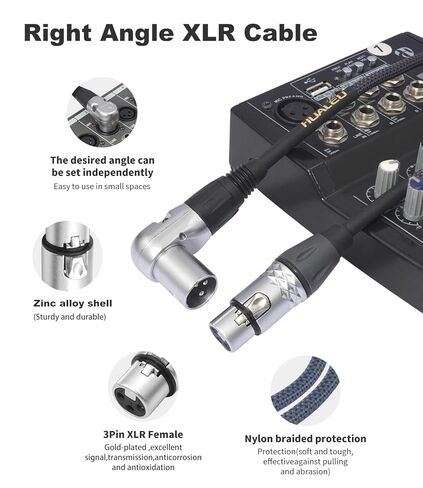 1.5 قدم الزاوية اليمنى 3Pin XLR ذكر إلى 3Pin XLR أنثى كابل Audioao، خلاط، ميكروفون، كابل صوت مكبر للصوت - 2-Pack in Saudi Arabia