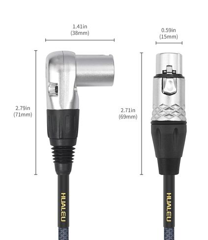 1.5 قدم الزاوية اليمنى 3Pin XLR ذكر إلى 3Pin XLR أنثى كابل Audioao، خلاط، ميكروفون، كابل صوت مكبر للصوت - 2-Pack in Saudi Arabia