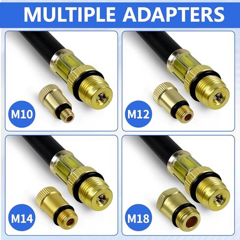 Engine Compression Tester Kit with Spark Plug Tester, 300 PSI Gauge, Flexible Hose, Straight & Curved Rubber Cone Adapters, Brass Thread Adapters for Car Motorcycle Small Gas Engines (Blue) in Kuwait